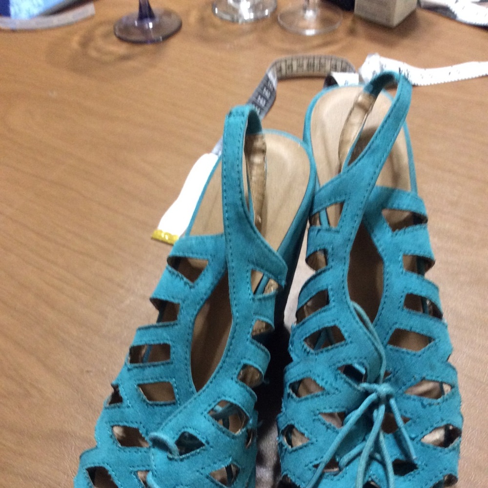 Nine West Teal Turquoise Suede Wedge - Picture 11 of 11